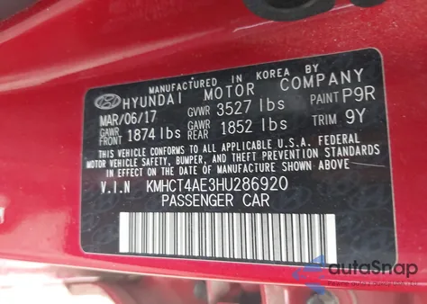 2017 Hyundai Accent Se z USA, uszkodzony, nr VIN KMHCT4AE3HU286920